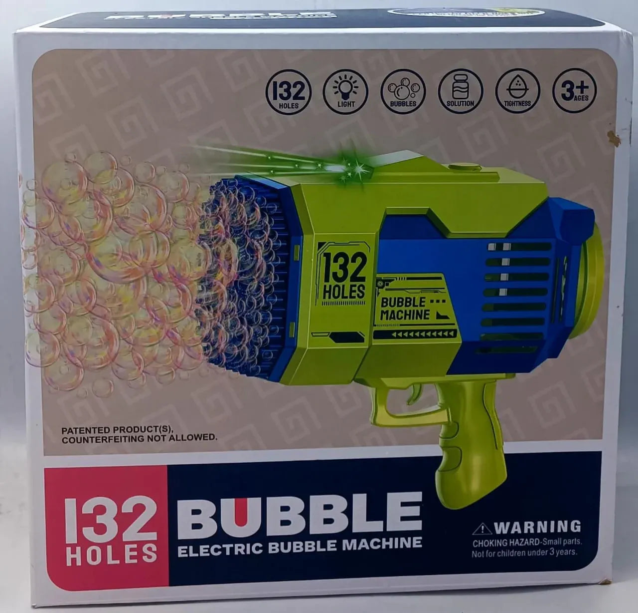 Premium 132-Hole Automatic Bubble Gun Machine with Light
